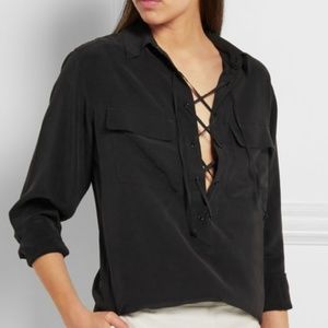 Lace Up Washed Silk Blouse (Equipment)